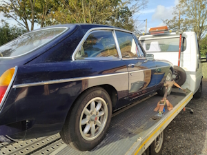 A lilac MGB